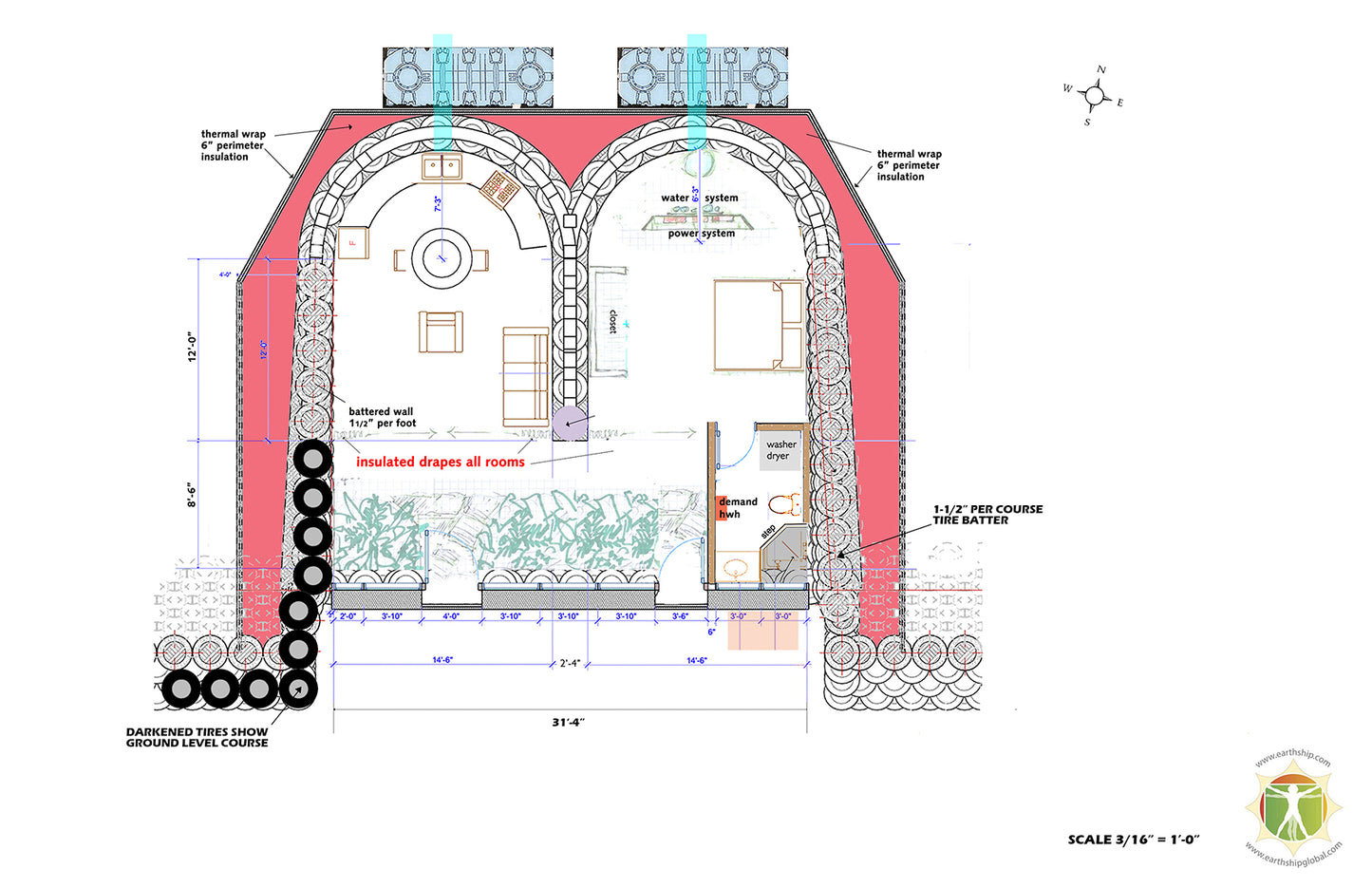 Unity Earthship Construction Drawings